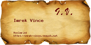 Imrek Vince névjegykártya